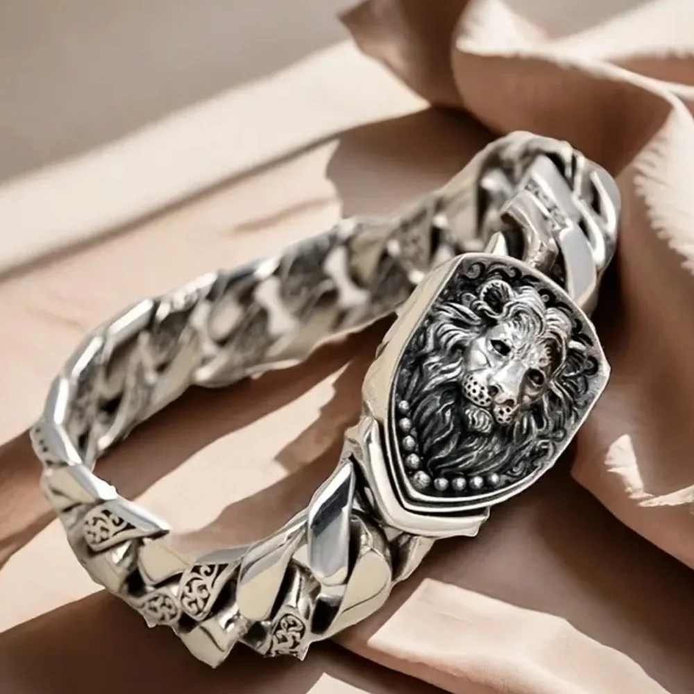 Silver Lion Head Bracelet plated silver 925